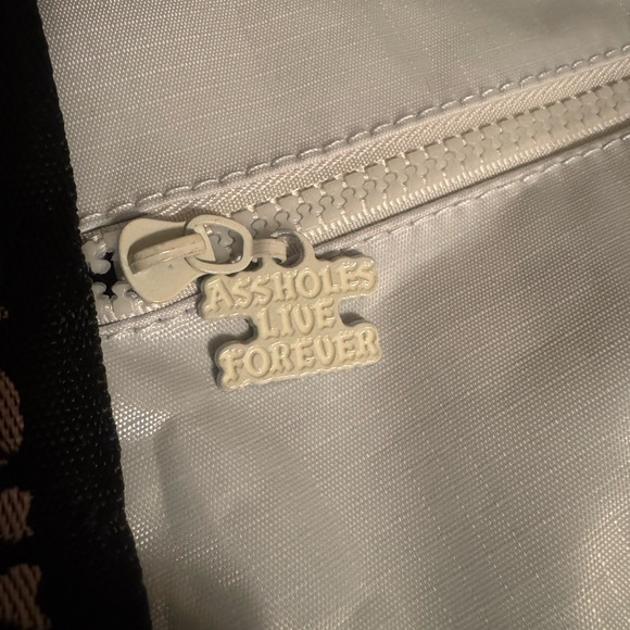 A**holes Live Forever Emotional Baggage Light Blue Duffel Bag - Picture 3 of 5